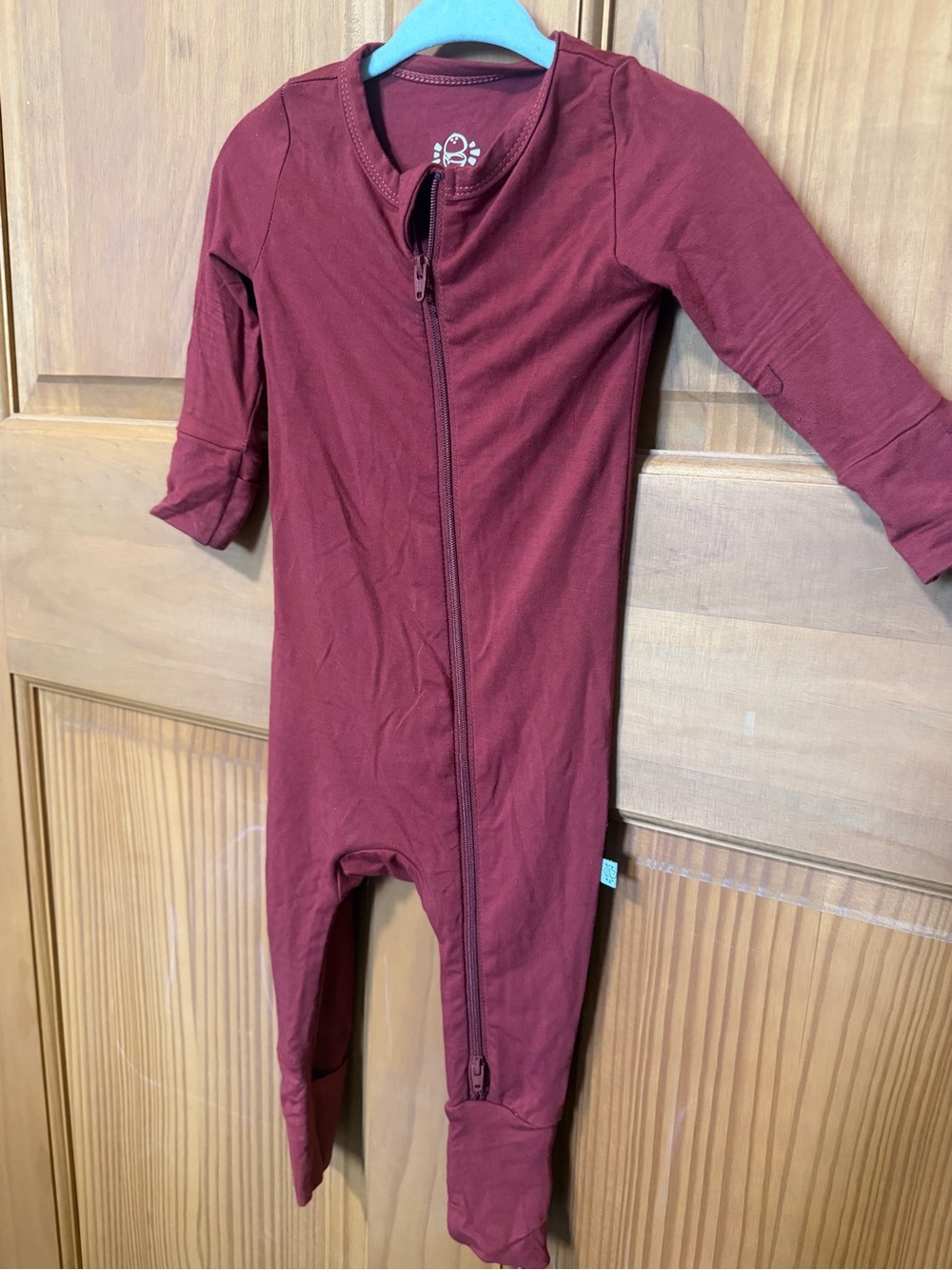 Bamboo baby Zip-Front One-Piece Romper in Deep Burgundy 3/6m